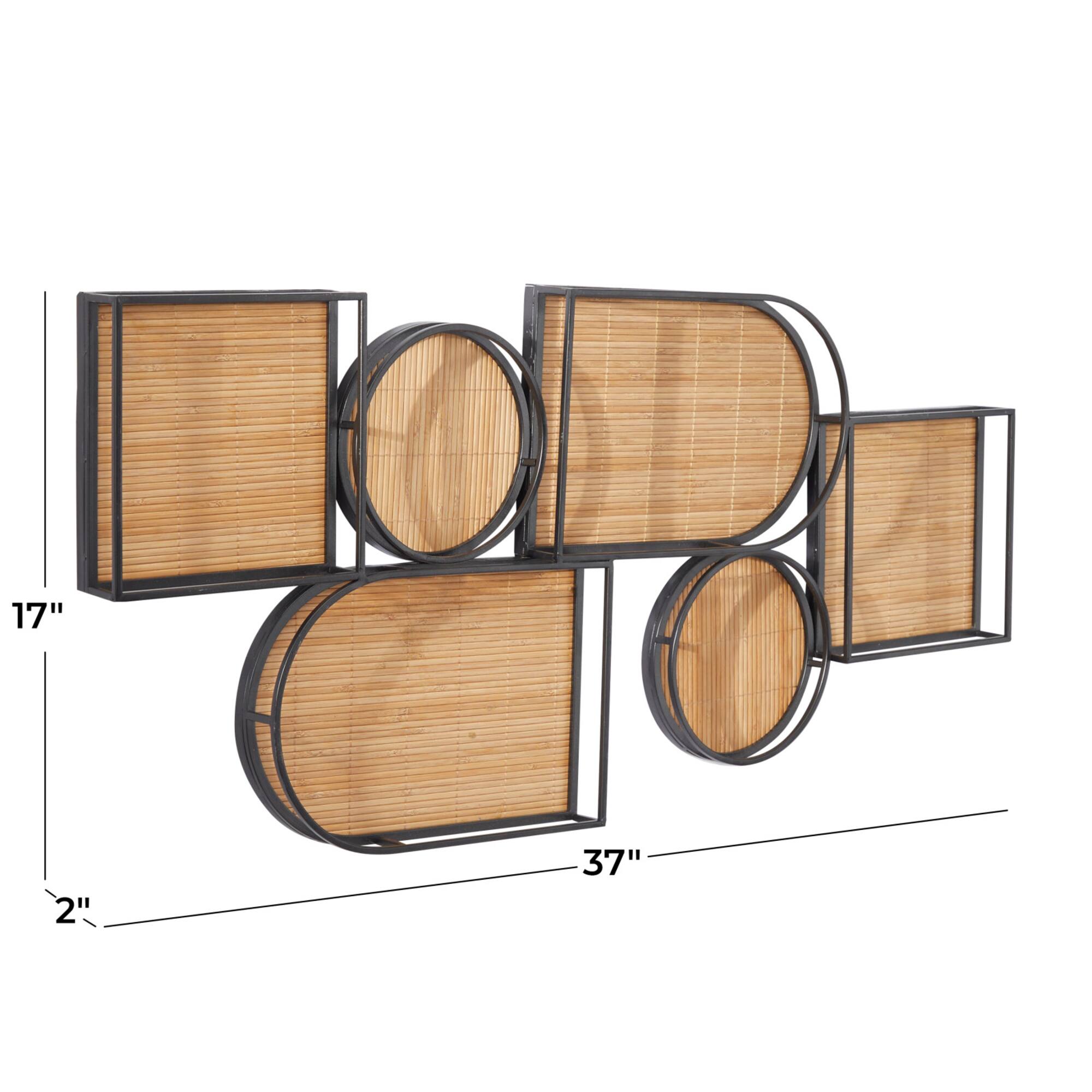 Brown Bamboo Modern Wall Shelf, 37" x 2" x 17"